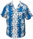 HAWAII HEMD - FLOWERS & ANCHOR - HELLBLAU