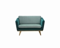 Fifties Sofa 120 Zweifarbig Samt Bleu Canard / Zag Celadon (BLUE DUCK / ZAG CELADON)