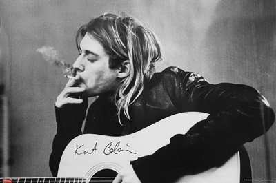 NIRVANA - KURT COBAIN SMOKING & GUITAR