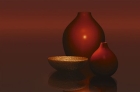 RIESENPOSTER - TREVOR SCOBIE - RED VASES WITH BOWL