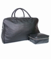 LEATHER FOOTBALL BAG AND TOILETERY BAG